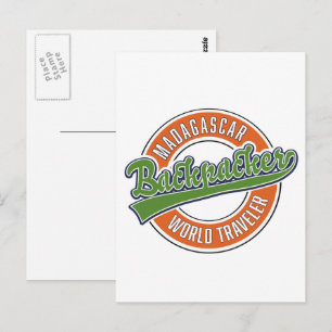 Madagascar Rucksacktourist Weltreisender Postkarte