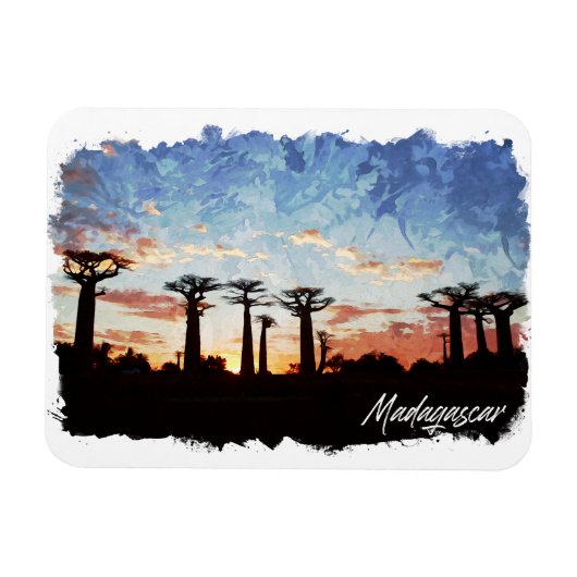 Madagaskar Avenue of the Baobabs Panorama View Magnet (Horizontal)