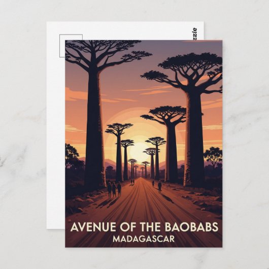 Madagaskar Avenue of the Baobabs Travel Postkarte (Vorne/Hinten)