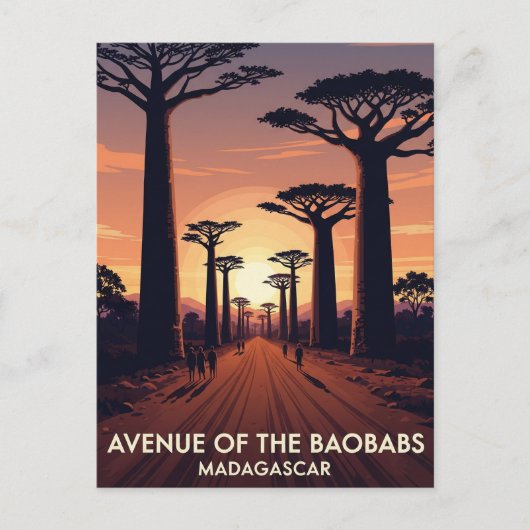 Madagaskar Avenue of the Baobabs Travel Postkarte (Vorderseite)