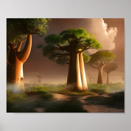 Madagaskar Baobab Forest Fantasy Art Poster (Vorne)