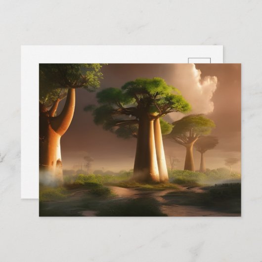 Madagaskar Baobab Forest Fantasy Postkarte (Vorne/Hinten)