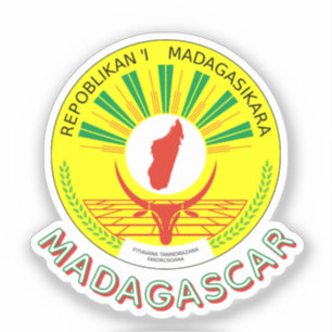 Madagaskar Emblem mit Flagge-Detail Aufkleber