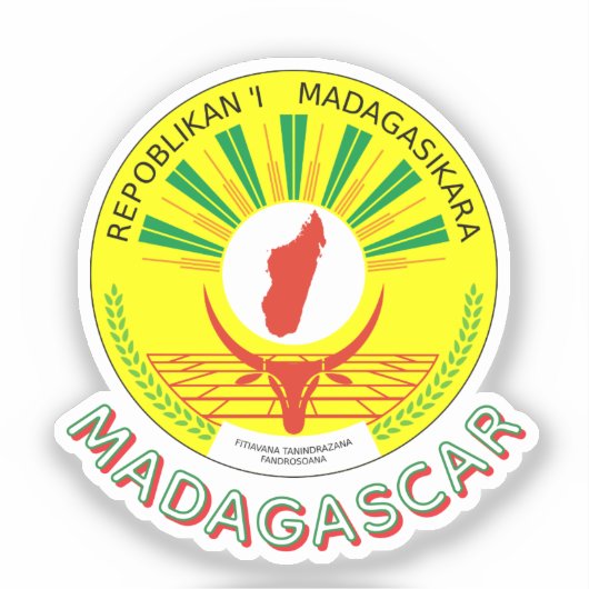 Madagaskar Emblem mit Flagge-Detail Aufkleber (Vorderseite)