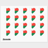 Madagaskar-Fahne-Heftsticker Herz-Aufkleber (Blatt)