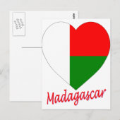 Madagaskar Flag Herz Postkarte (Vorne/Hinten)