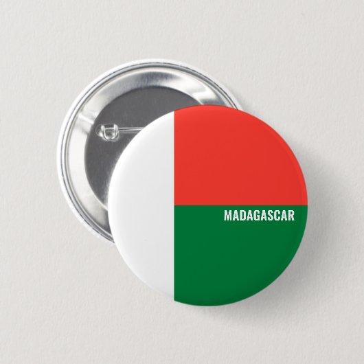 Madagaskar-Flag-Inschrift Weiß-Rot-Grün Button (Vorne & Hinten)