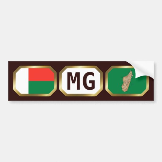 Madagaskar Flag Map Code Bumper Sticker Autoaufkleber (Vorne)
