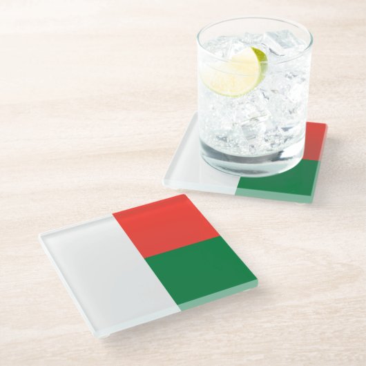Madagaskar-Flagge Glasuntersetzer (Schrägansicht)