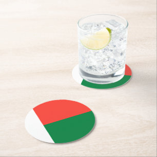 Madagaskar-Flagge Runder Pappuntersetzer