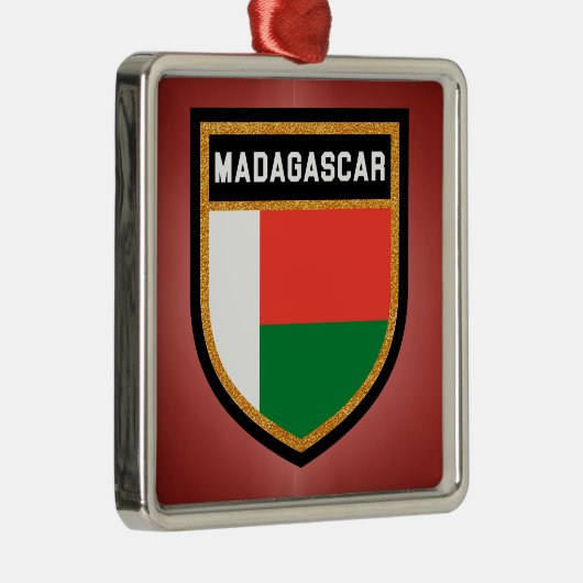 Madagaskar-Flagge Silbernes Ornament (Rechts)