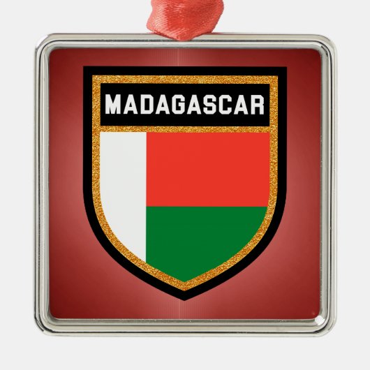 Madagaskar-Flagge Silbernes Ornament (Vorne)