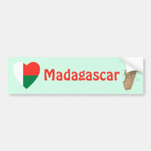 Madagaskar-Flaggen-Herz + Karten-Autoaufkleber Autoaufkleber