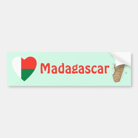 Madagaskar-Flaggen-Herz + Karten-Autoaufkleber Autoaufkleber (Vorne)