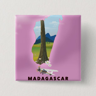 Madagaskar Illustriertes Reiseplakat Button