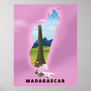Madagaskar Illustriertes Reiseplakat Poster