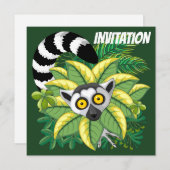 Madagaskar-Lemuren im Exotischen Dschungel Einladung (Vorne/Hinten)