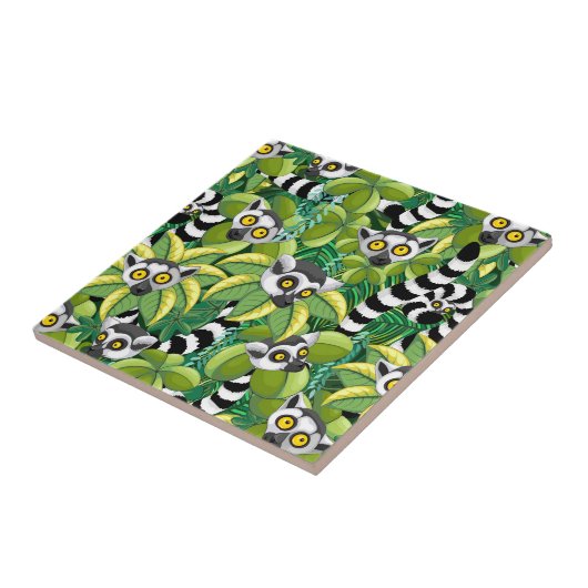 Madagaskar-Lemuren im Exotischen Dschungel Fliese (Seite)