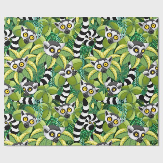 Madagaskar-Lemuren im Exotischen Dschungel Geschenkpapier (Flach)