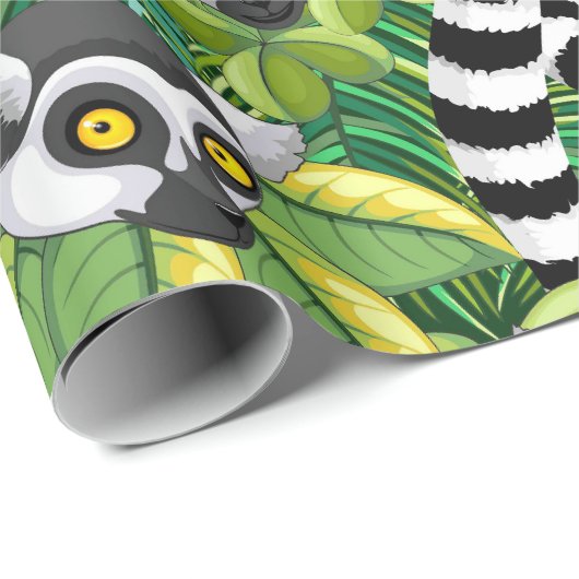 Madagaskar-Lemuren im Exotischen Dschungel Geschenkpapier (Rolleneckpunkt)