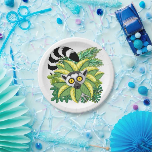 Madagaskar-Lemuren im Exotischen Dschungel Pappteller (Party)