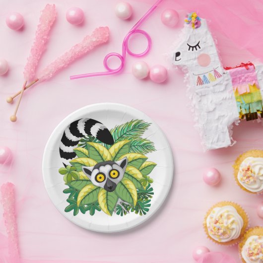 Madagaskar-Lemuren im Exotischen Dschungel Pappteller (Party)