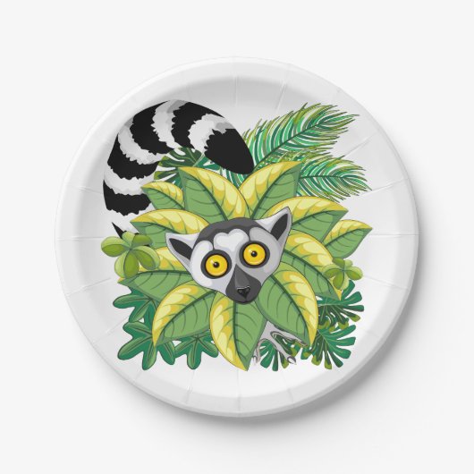 Madagaskar-Lemuren im Exotischen Dschungel Pappteller (Vorderseite)