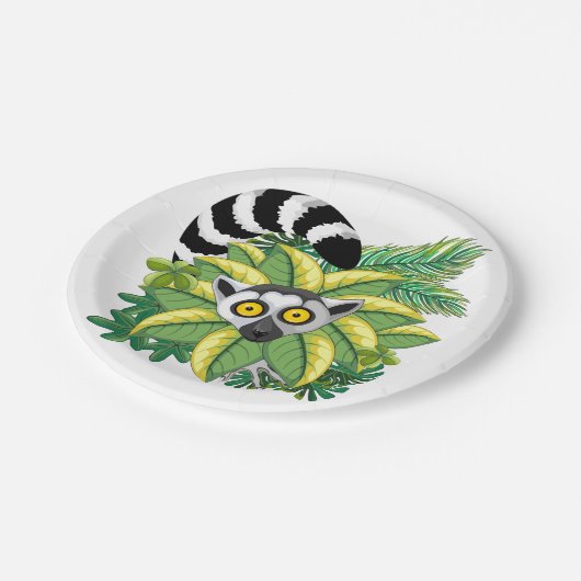 Madagaskar-Lemuren im Exotischen Dschungel Pappteller (Schrägansicht)