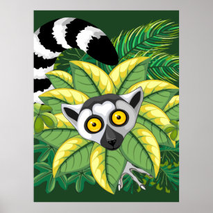 Madagaskar-Lemuren im Exotischen Dschungel Poster