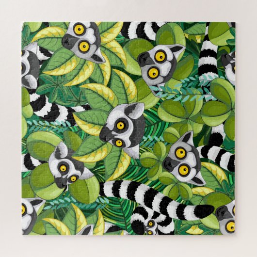 Madagaskar-Lemuren im Exotischen Dschungel Puzzle (Horizontal)