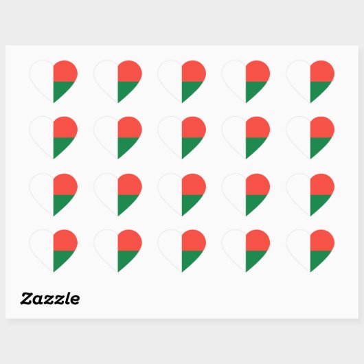 Madagaskar/madagassische Flagge Herz-Aufkleber (Blatt)