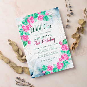 Madagaskar Pink Periwinkle Blume Geburtstag Einladung