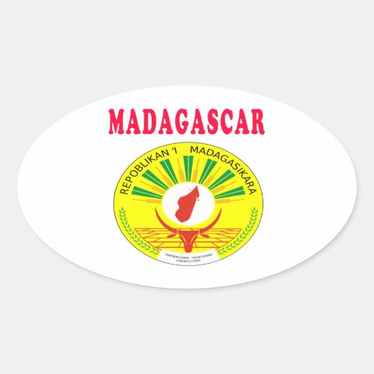 Madagaskar-Wappen Ovaler Aufkleber (Vorderseite)