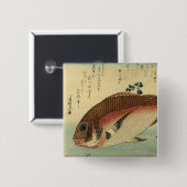 Madai oder Red Tai - Hiroshige japanische Fischdru Button (Vorne & Hinten)