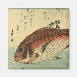 Madai oder Red Tai - Hiroshige japanische Fischdru Magnet