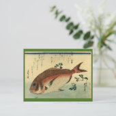 Madai oder Red Tai - Hiroshige japanische Fischdru Postkarte (Stehend Vorderseite)