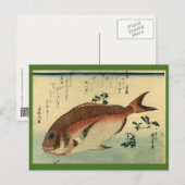 Madai oder Red Tai - Hiroshige japanische Fischdru Postkarte (Vorne/Hinten)