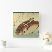 Madai oder Red Tai - Hiroshige japanische Fischdru Quadratische Wanduhr (Zuhause)