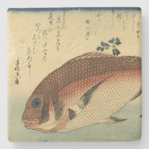 Madai oder Red Tai - Hiroshige japanische Fischdru Steinuntersetzer