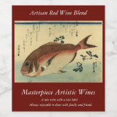 Madai oder Red Tai - Hiroshige japanische Fischdru Weinetikett (Einzelnes Label)