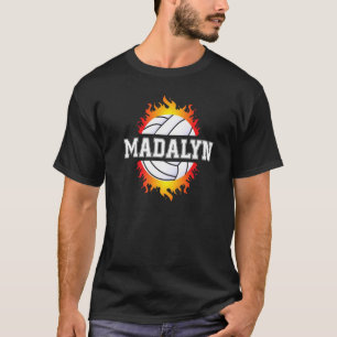 Madalyn Name Volleyball Player Girls Ball and Net T-Shirt