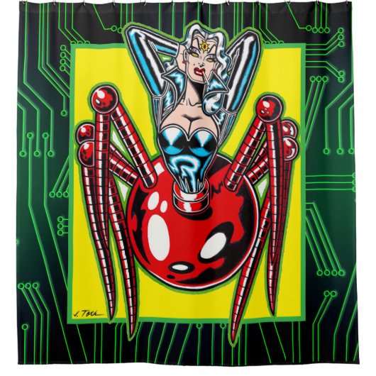 Madam Mechanism™/Mecha Spinne Duschvorhang (Vorderseite)