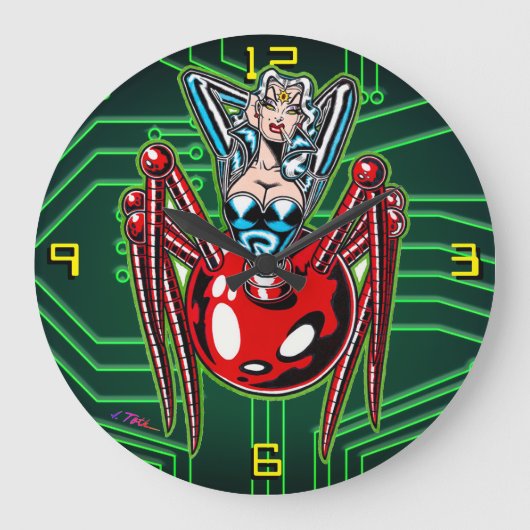 Madam Mechanism™/Mecha-Spinne Große Wanduhr (Vorderseite)