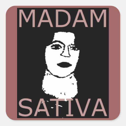 MADAM SATIVA QUADRATISCHER AUFKLEBER (Vorderseite)