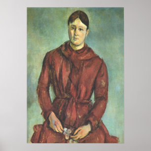 Madame Cezanne In einem Roten Kleid - Paul Cezanne Poster
