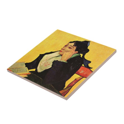Madame Ginoux mit Büchern von Vincent van Gogh Fliese (Seite)