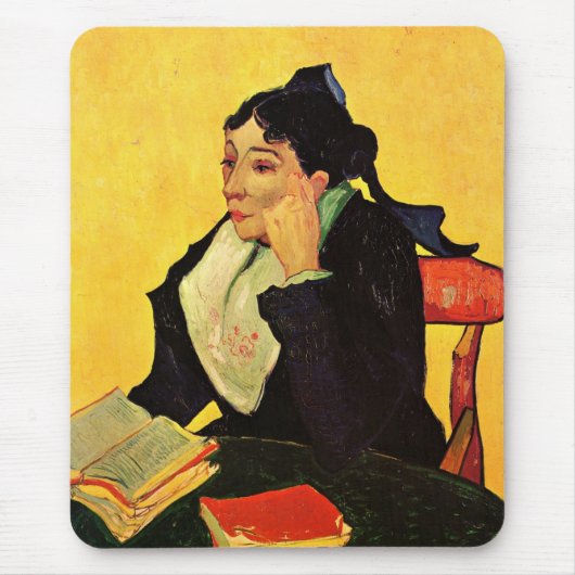 Madame Ginoux mit Büchern von Vincent van Gogh Mousepad (Vorne)