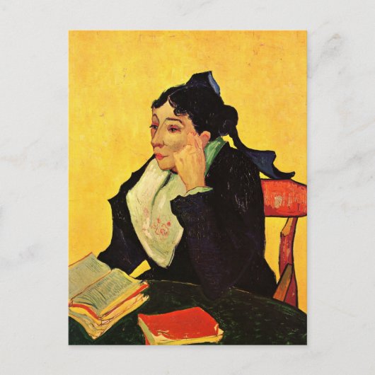 Madame Ginoux mit Büchern von Vincent van Gogh Postkarte (Vorderseite)