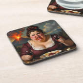 „Madame Lava-Cake“ - Sie explodiert im Nu Getränkeuntersetzer (Linke Seite)