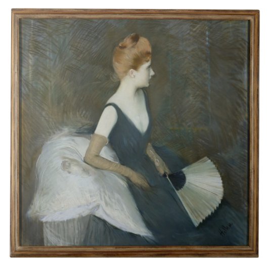 Madame Marthe Le Tellier Sitting auf einem Sofa Fliese (Vorderseite)